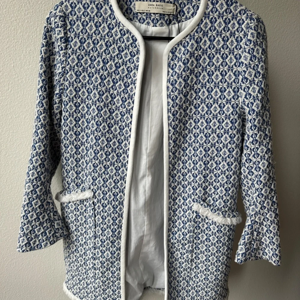 NWT Zara Basic Outwear - Blue Moroccan woven jacket, S - Picture 2 of 3